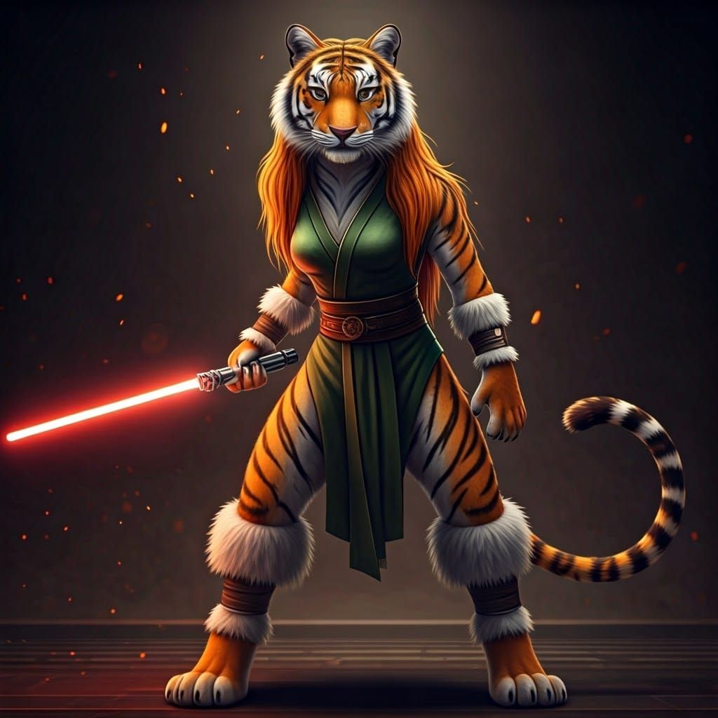 Regal Tigress Wields Epic Light Saber in Star Wars-Inspired ...