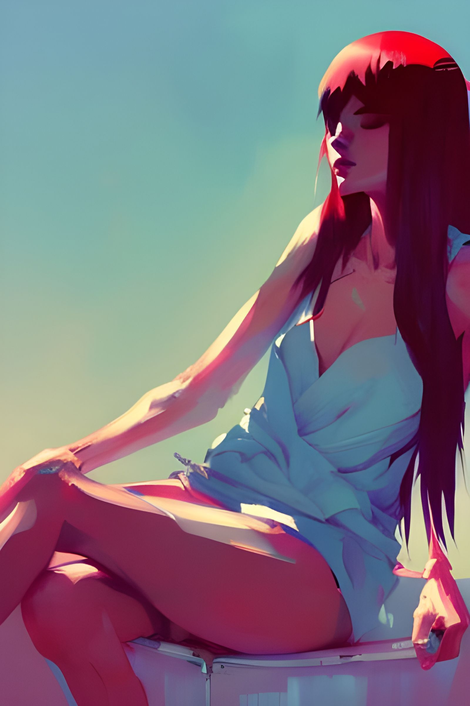 Stylish Woman on Chair, Digital Art Painting