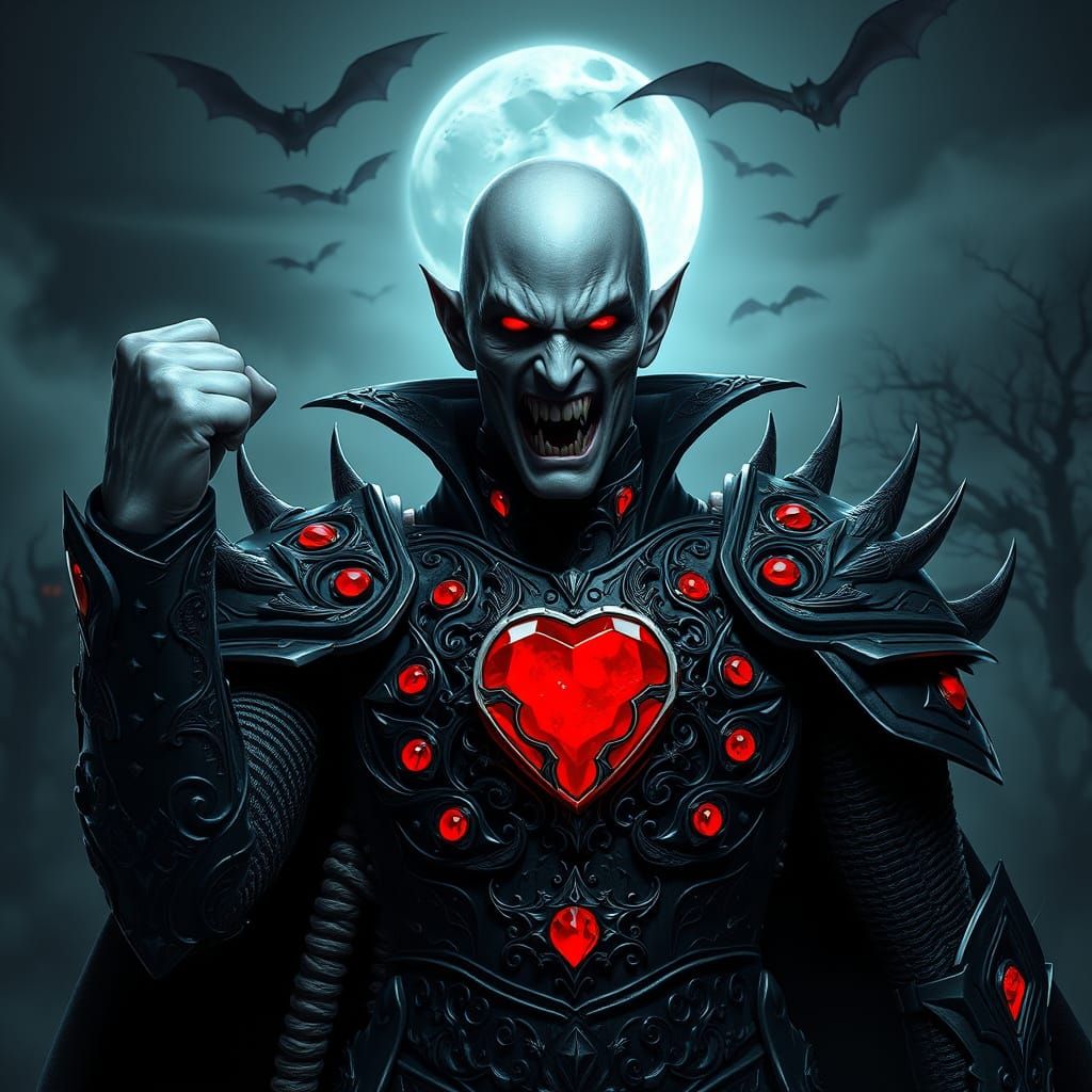 Dark Fantasy Vampire Warlord in Gothic Armor