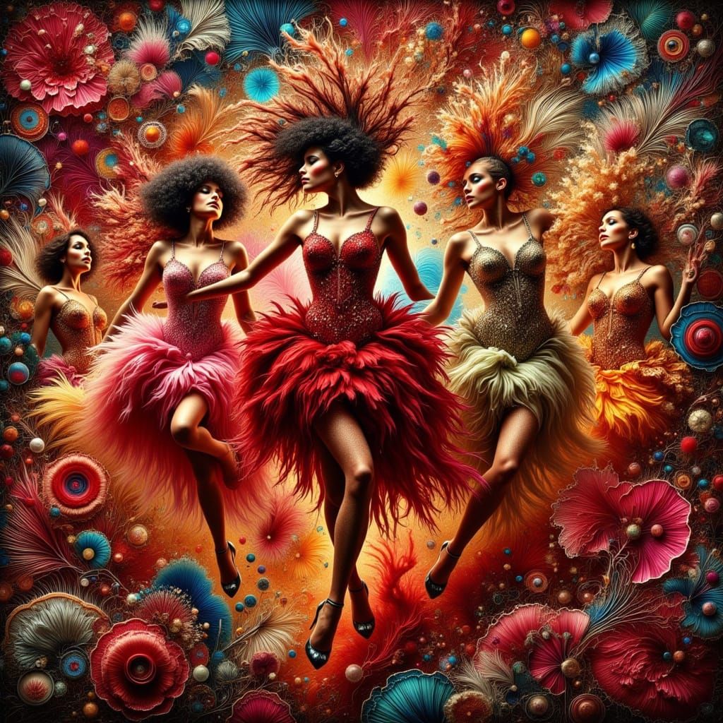 Showgirls in Art Deco Cabaret Setting