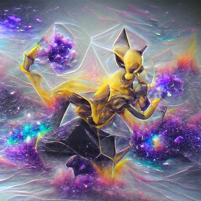 Astral Alakazam Holographic Illustration in Cosmic Style