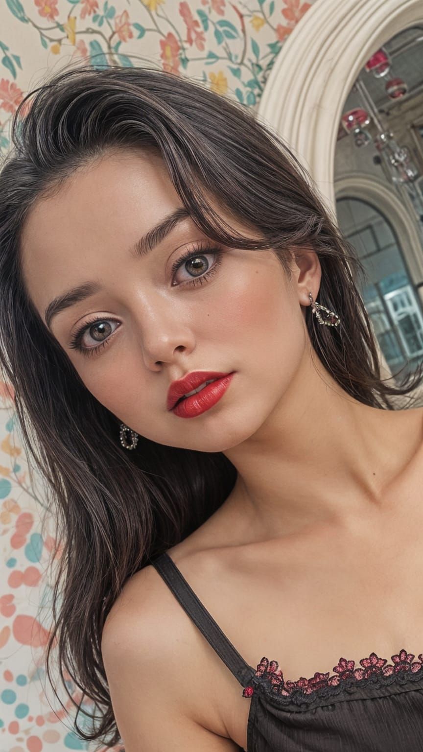 Woman with Red Lips in Splash Art Style