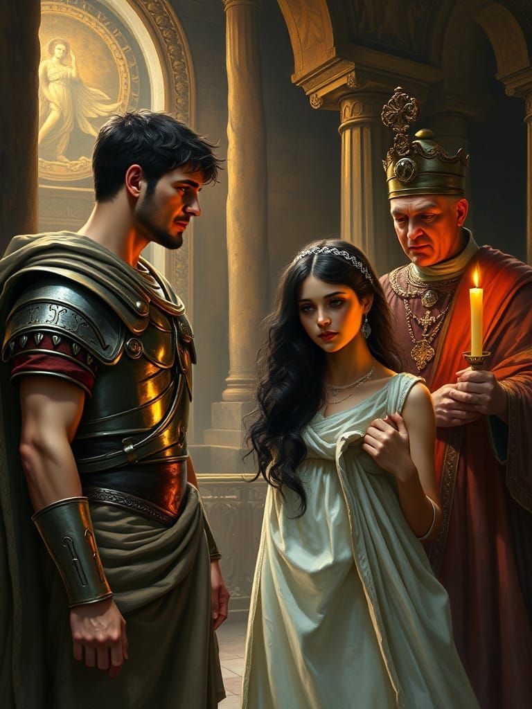 Tender Moment in Ancient Roman Chapel