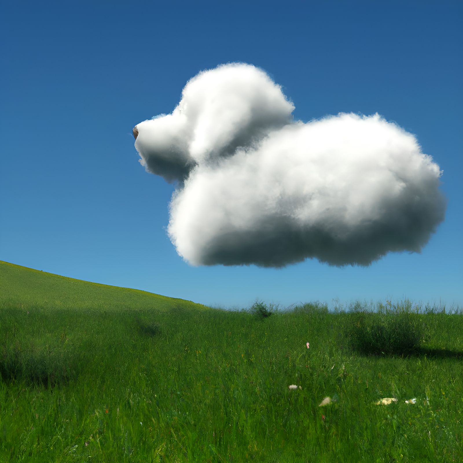 Dog-Shaped Cloud in Blue Sky: Digital Art