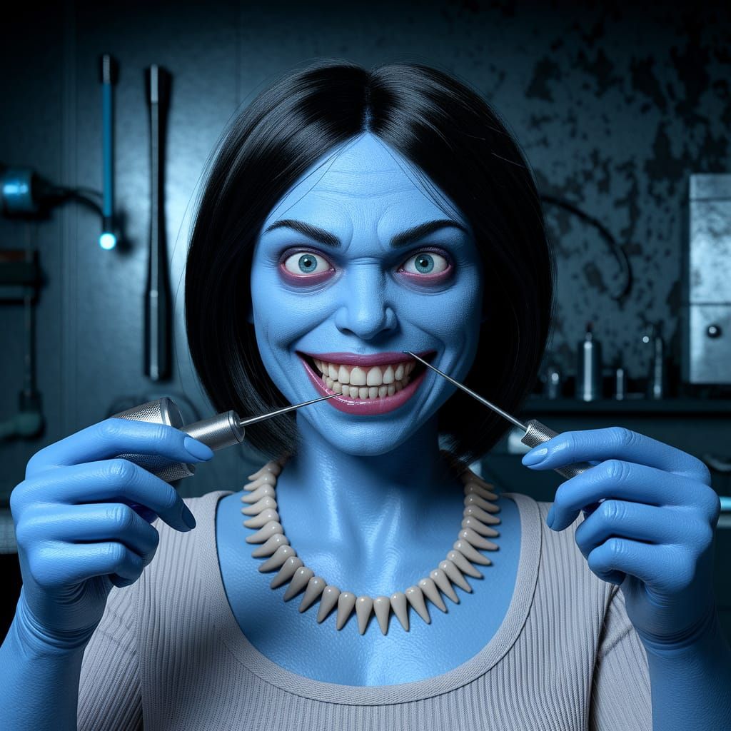 Eldritch Tooth Fairy Woman in Photorealistic Horror Art