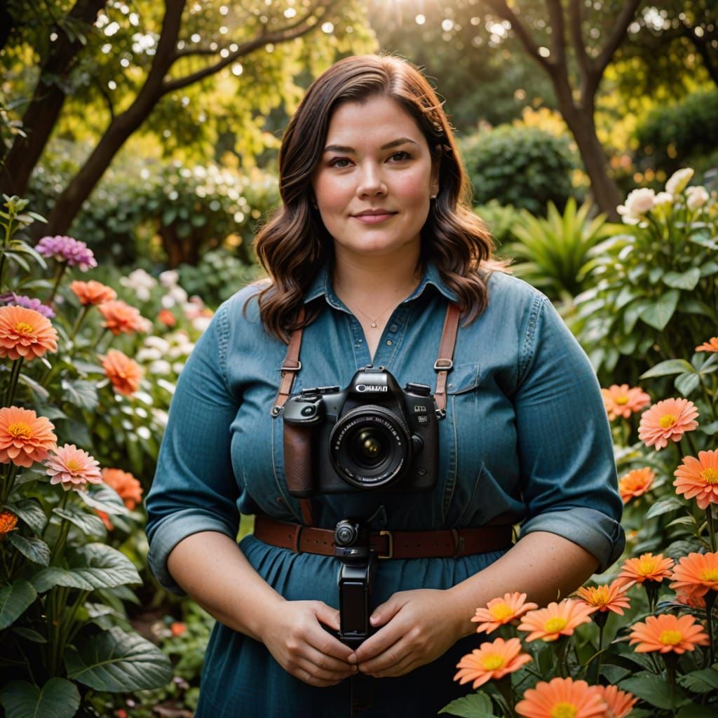 Confident Woman in Lush Garden Setting