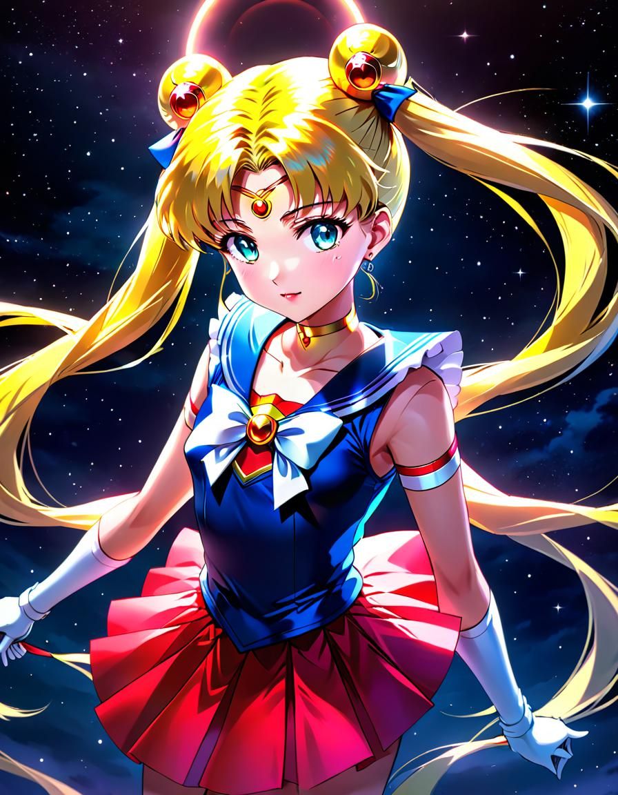 Sailor Moon Anime Style Cel-Shaded Art