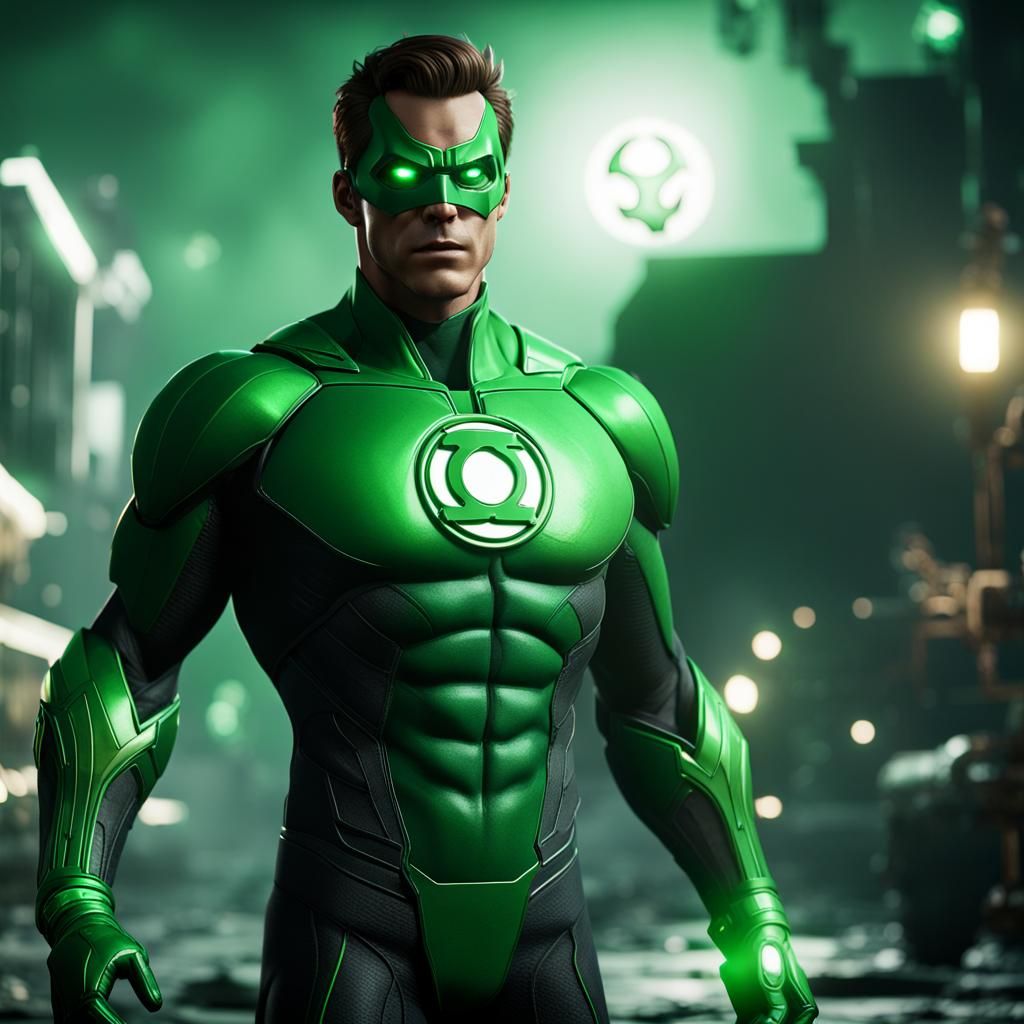 Green Lantern in 3D Game Cinematic Style