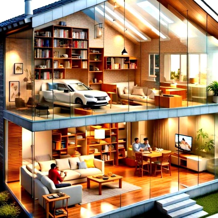 Transparent Glass Houses in Residential Neighborhood