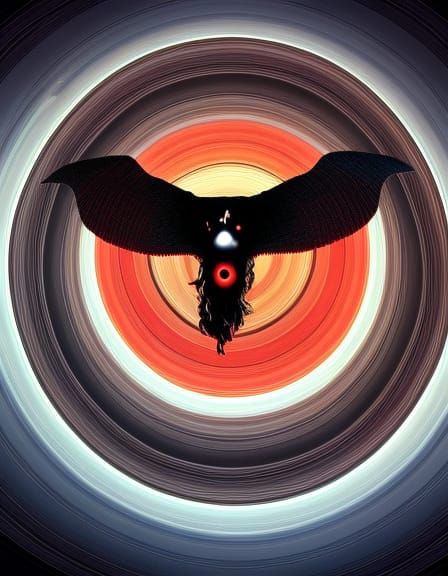 Ornate Red and Black Demon Soaring from Saturn