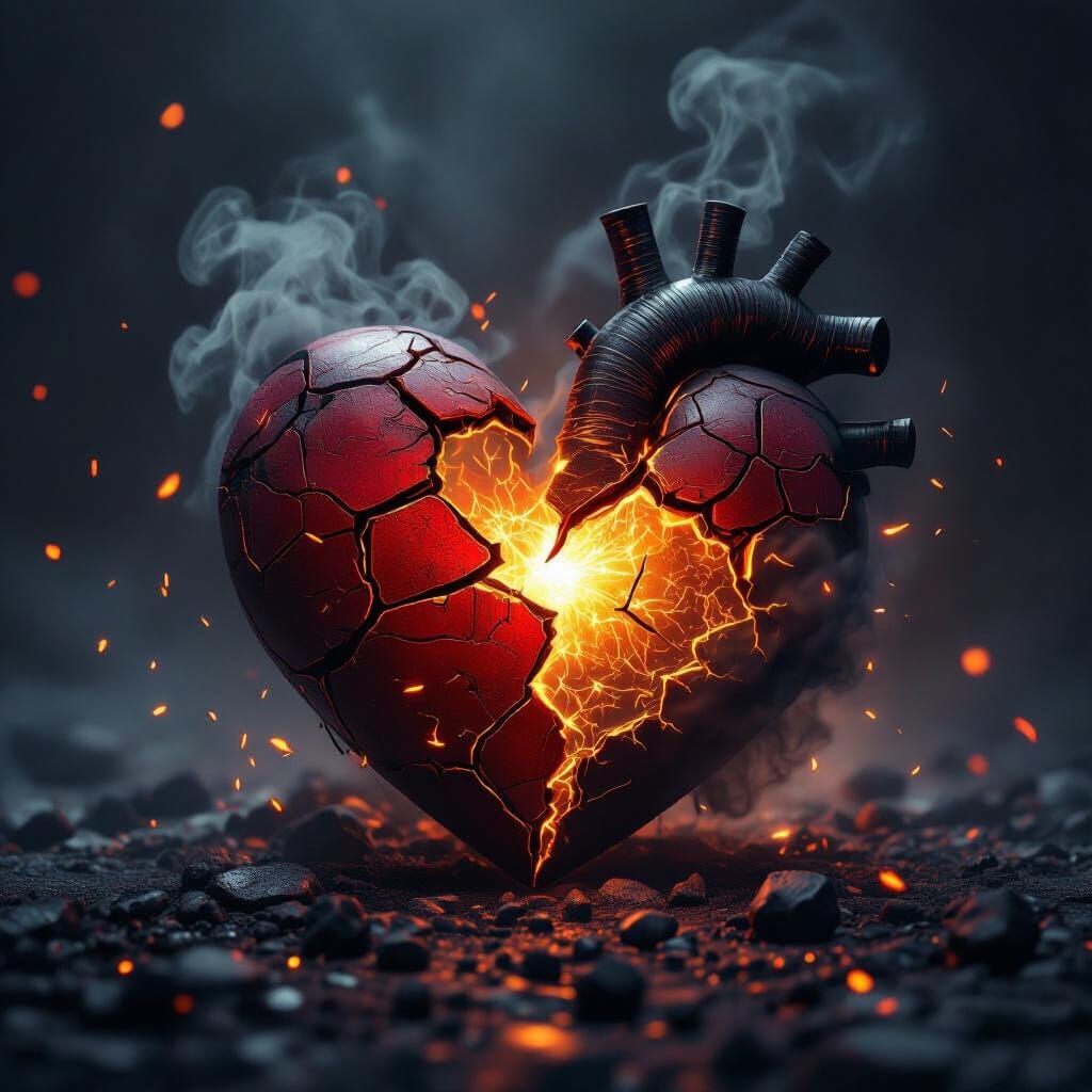 Shattered Heart Album Cover with Hope and Darkness