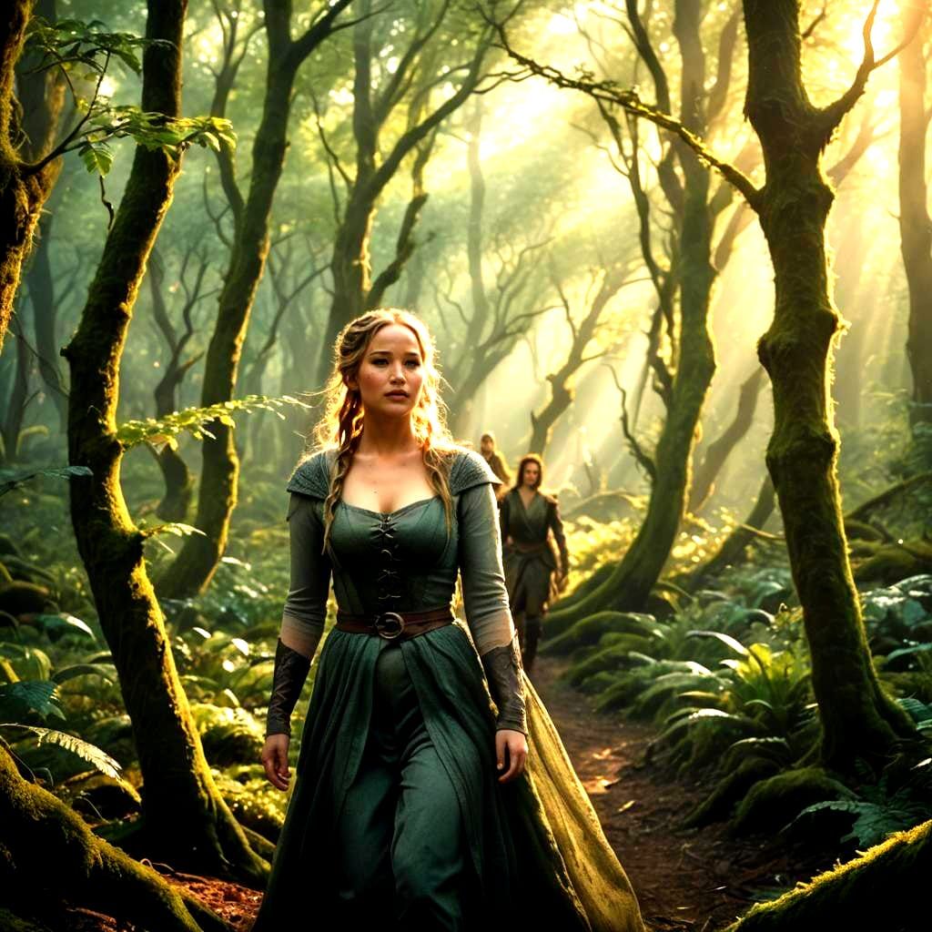 Jennifer Lawrence as Elf in Fantasy Landscape
