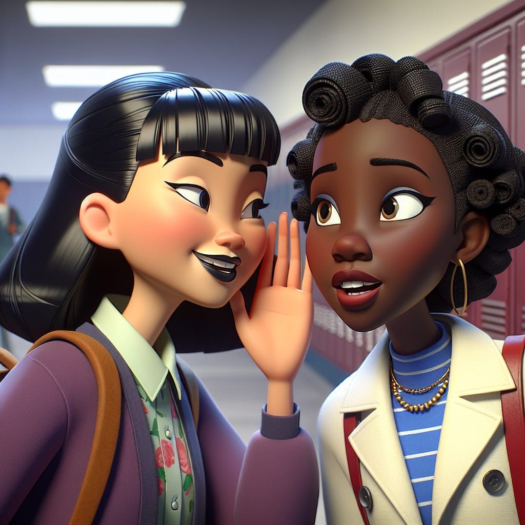 Disney Pixar style 3D beautiful teen girls, fashionably dres...