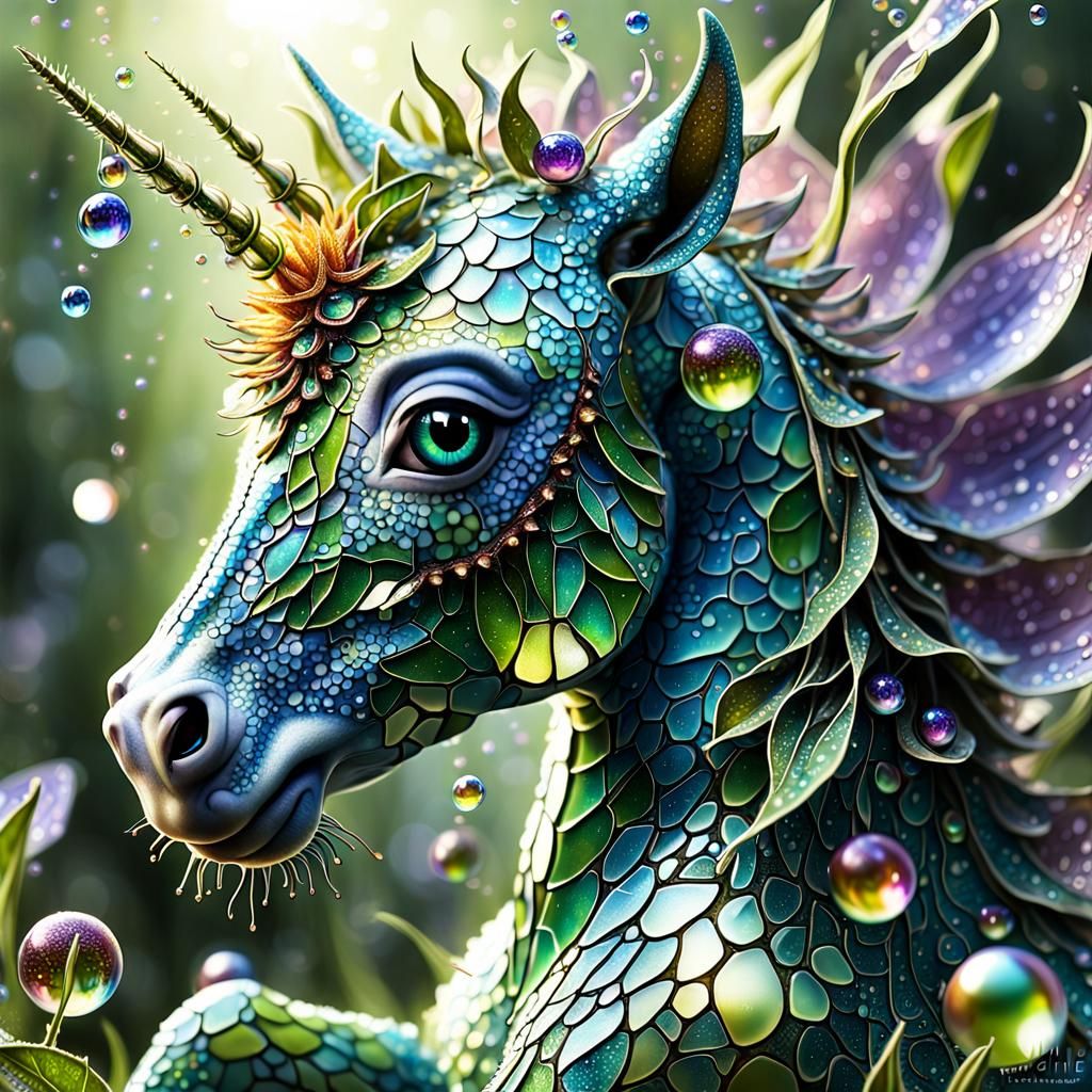 Intricate Macro Photo of a Mohawk Unicorn Foal