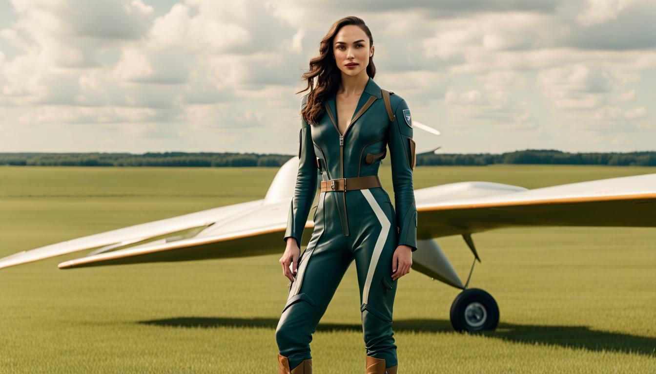 Gal Gadot as Pilot with Schleicher Glider