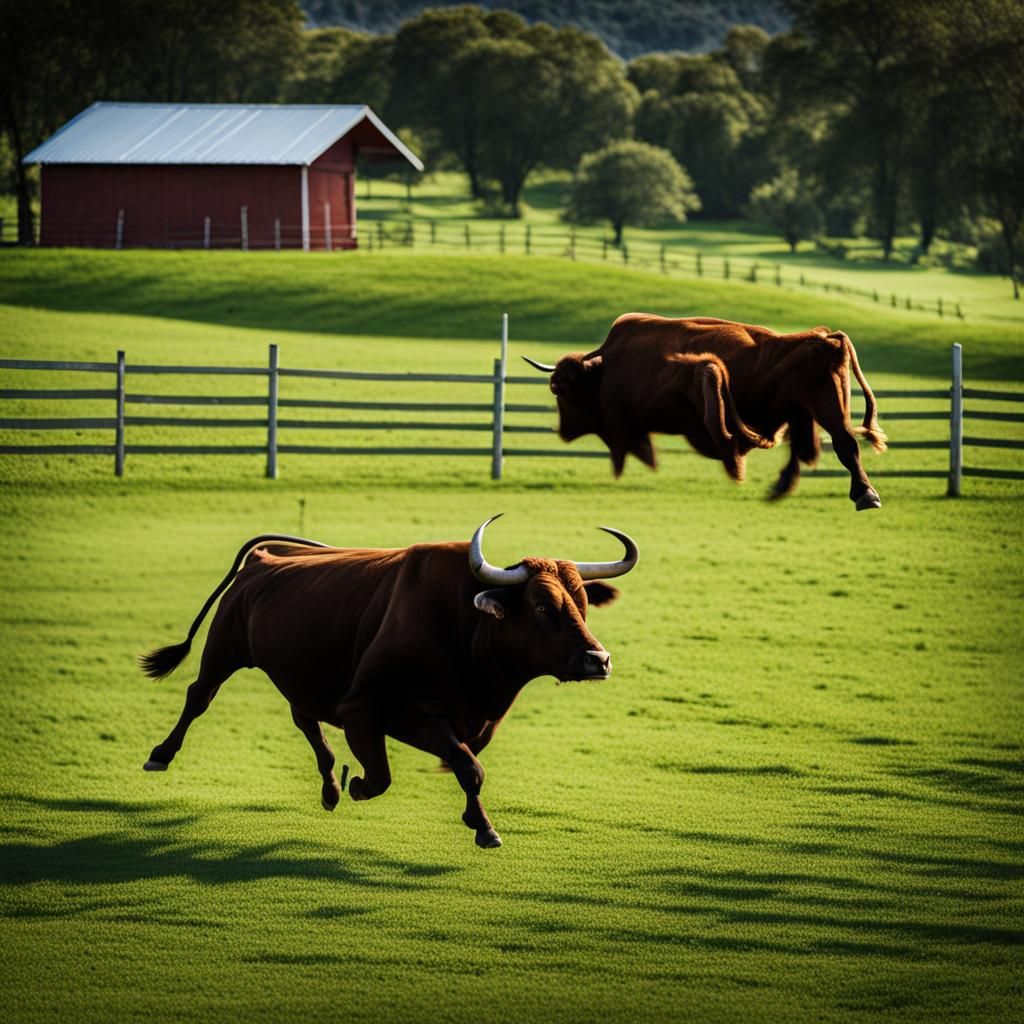 Bull Running in a Yard: AI Generated Image