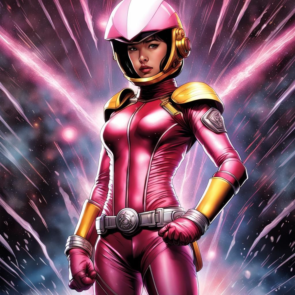 Feminine Guardian Superhero in Super-Sentai Style