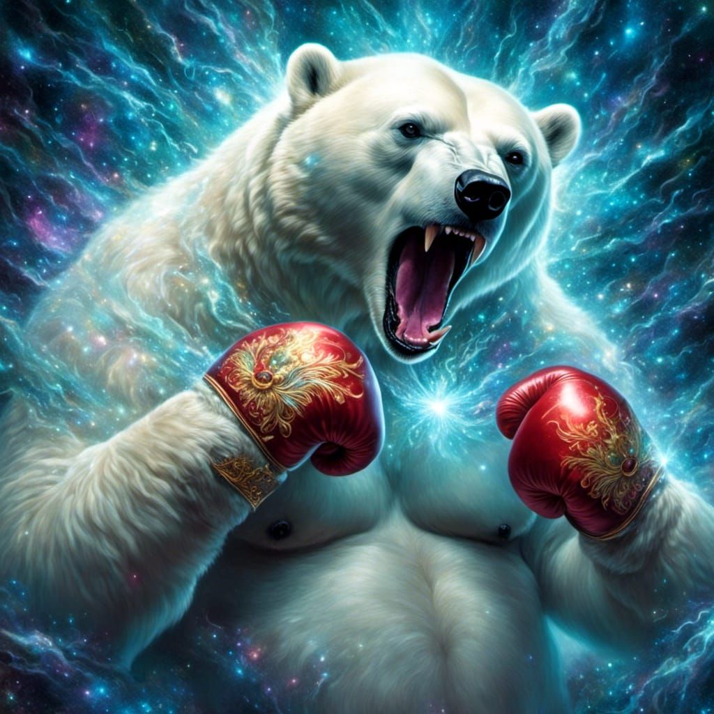 Demonic Boxing Polar Bear with Sparkle Effect