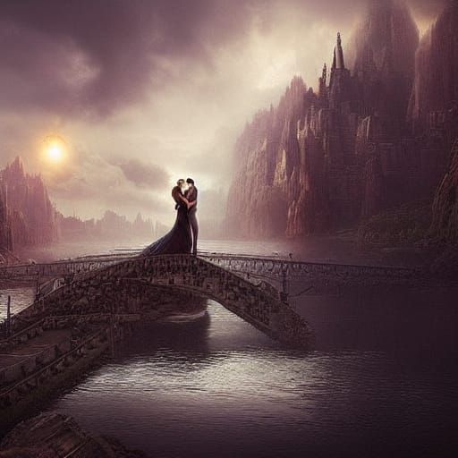 Dramatic Digital Painting of a Loving Couple