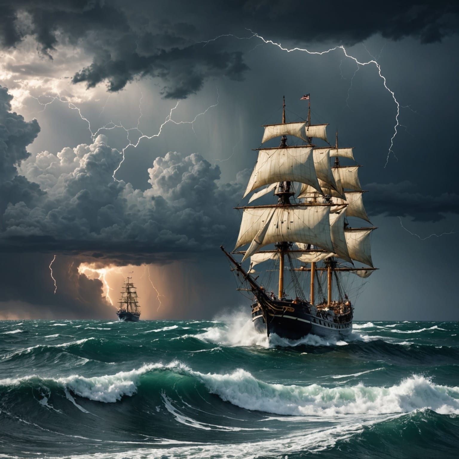 Ship in a Stormy Sea