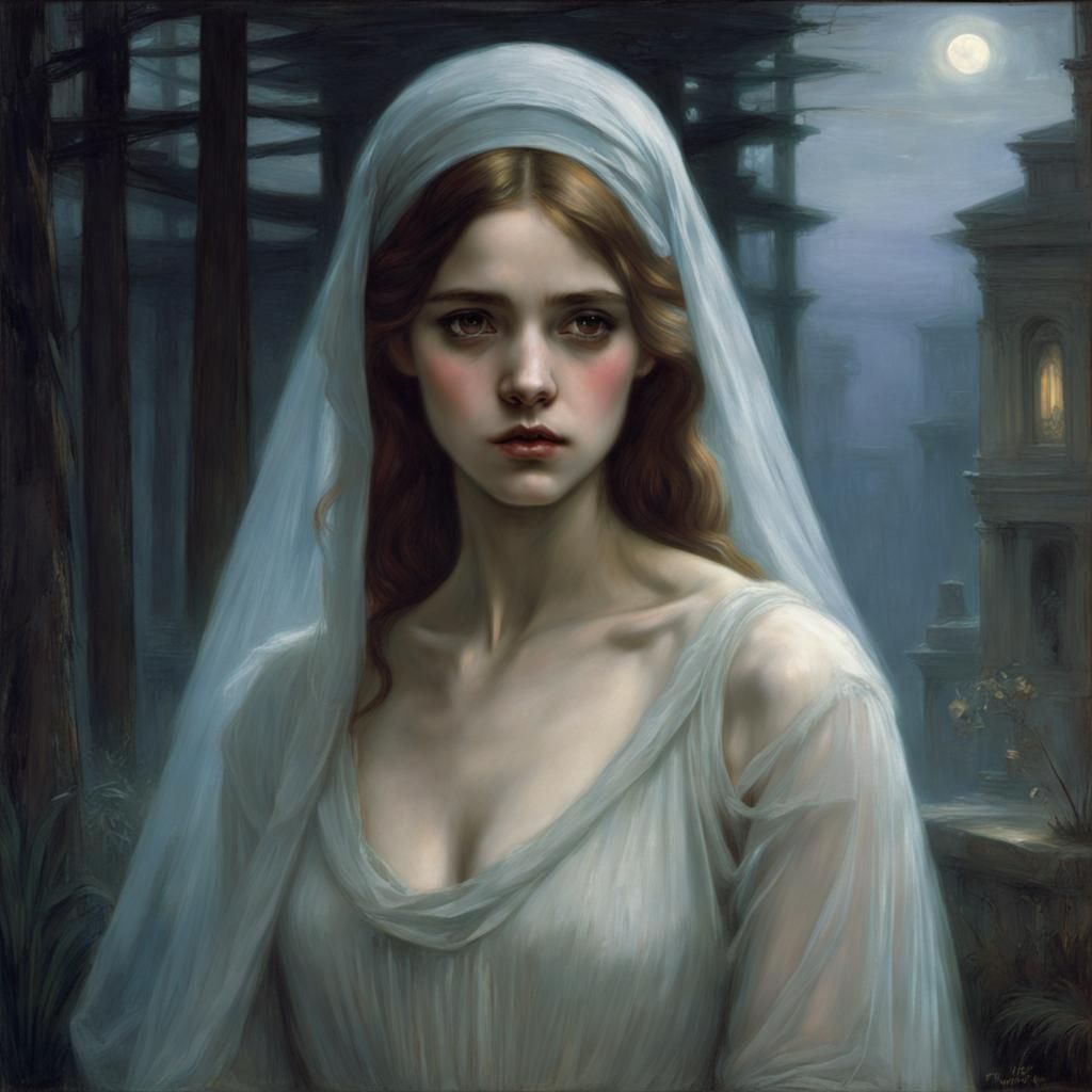 Ethereal Ghost in Waterhouse Style