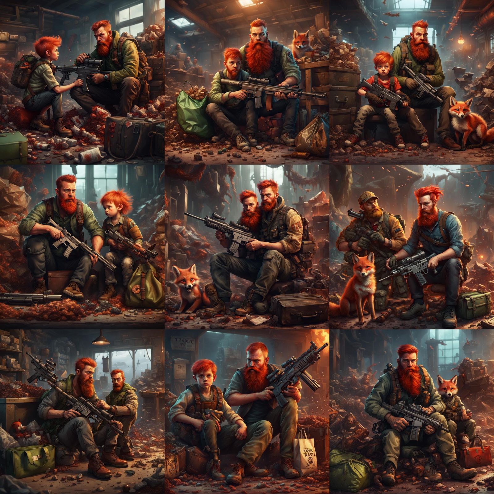 Fantastical Image of Man, Gun, and Fox Scalps