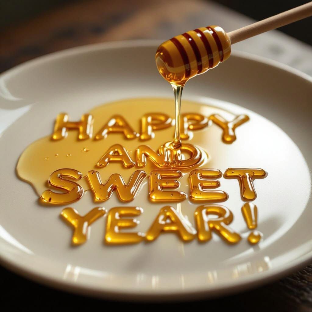 Golden Honey Drizzle Forms "Happy and Sweet Year!"