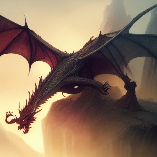 Majestic Dragon Flight in Dark Fantasy Style