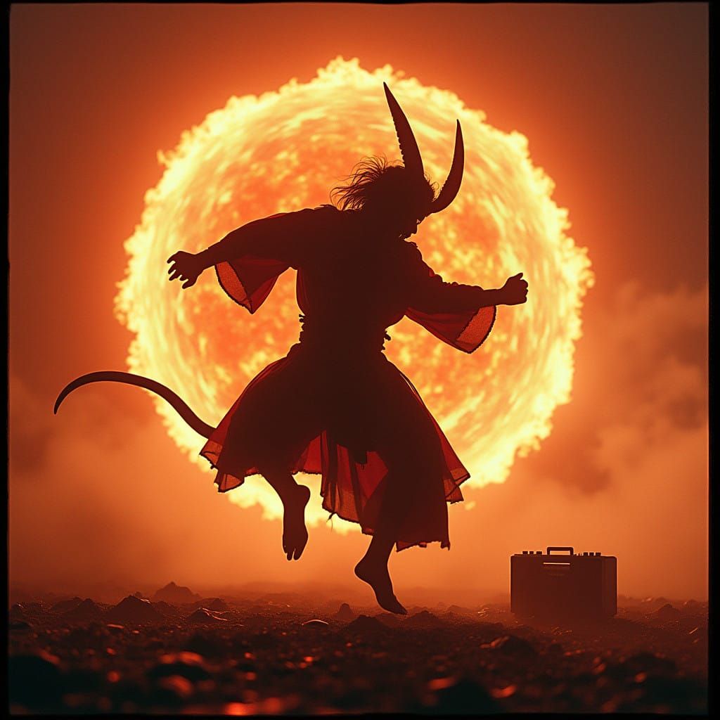 Dark Samurai Breakdances in Apocalyptic World amidst Fiery R...