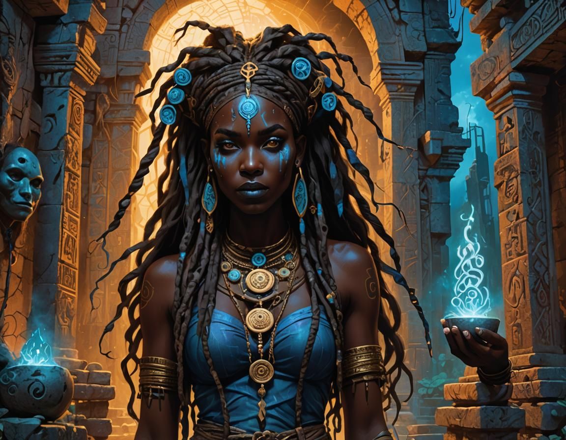 Voodoo Witch in Ruins: Dark Fantasy Concept Art