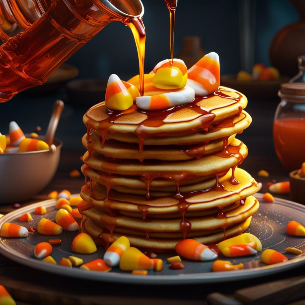 Candy Corn Syrup on Pancakes and Waffles