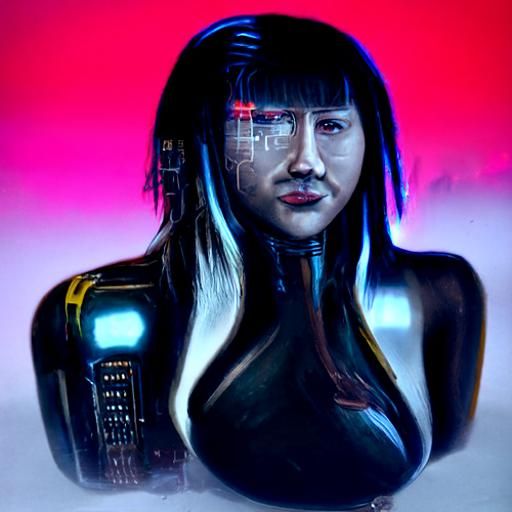 Female A.I Portrait, She has long hair and Asian features