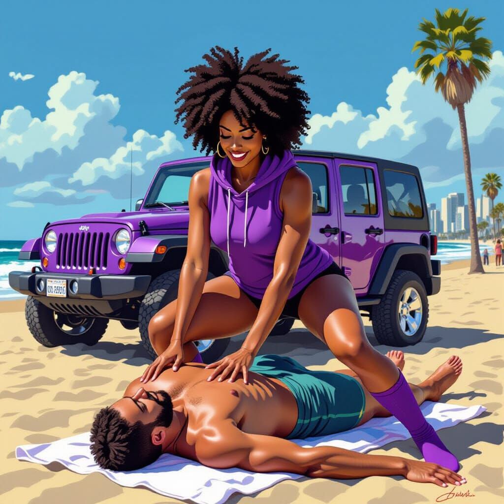 Ashiatsu Massage on Venice Beach in Figurative Style