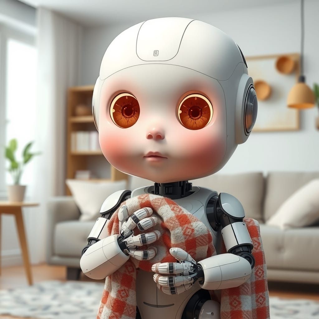 Photorealistic Toddler Robot in Living Room