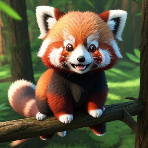 Kawaii 3D Cartoon of a Red Panda