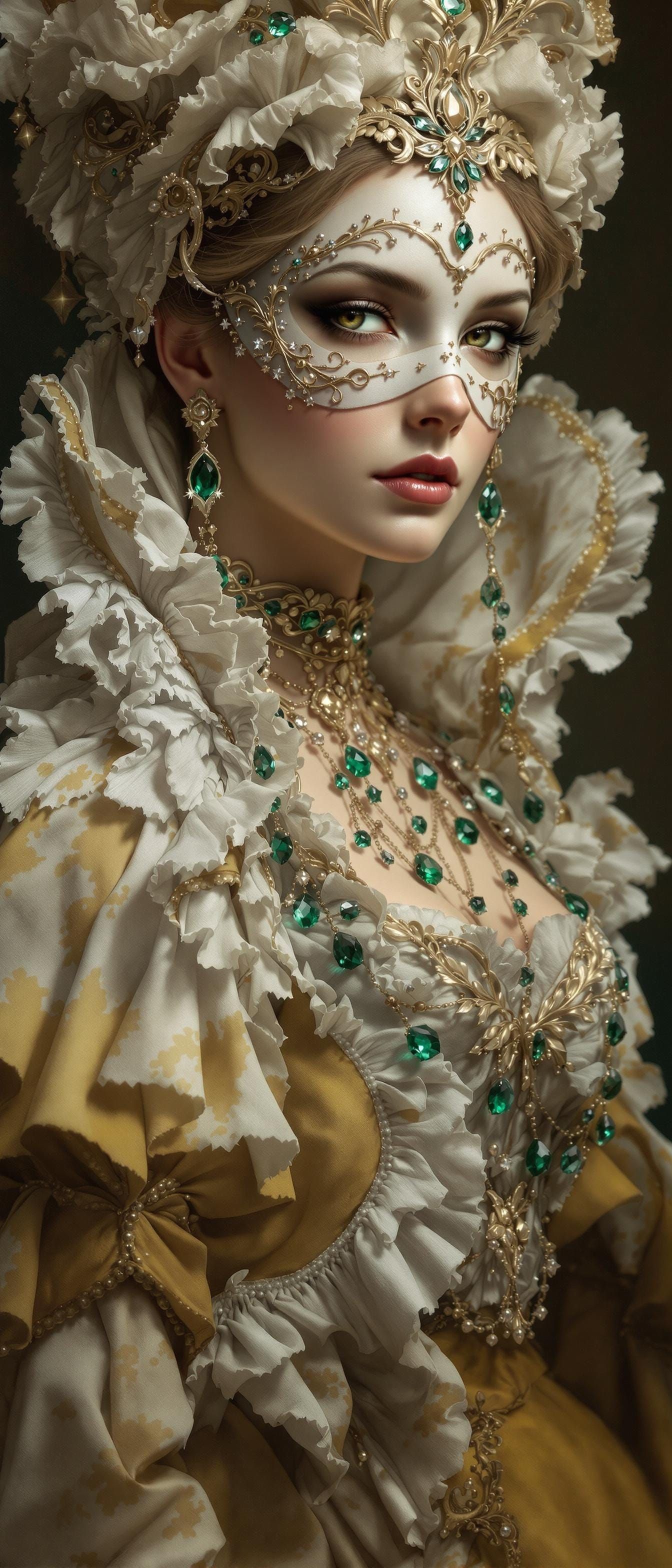 Victorian Lady in Emerald Masked Portrait