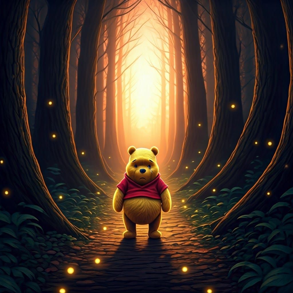 Winnie the Pooh Lost in Dark Forest, Pixar Style