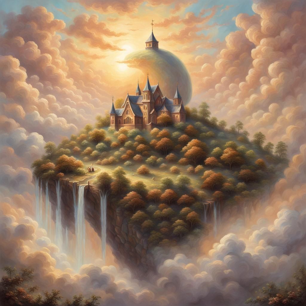 Chocolate Cantaloupe in Clouds, Religious Art Style