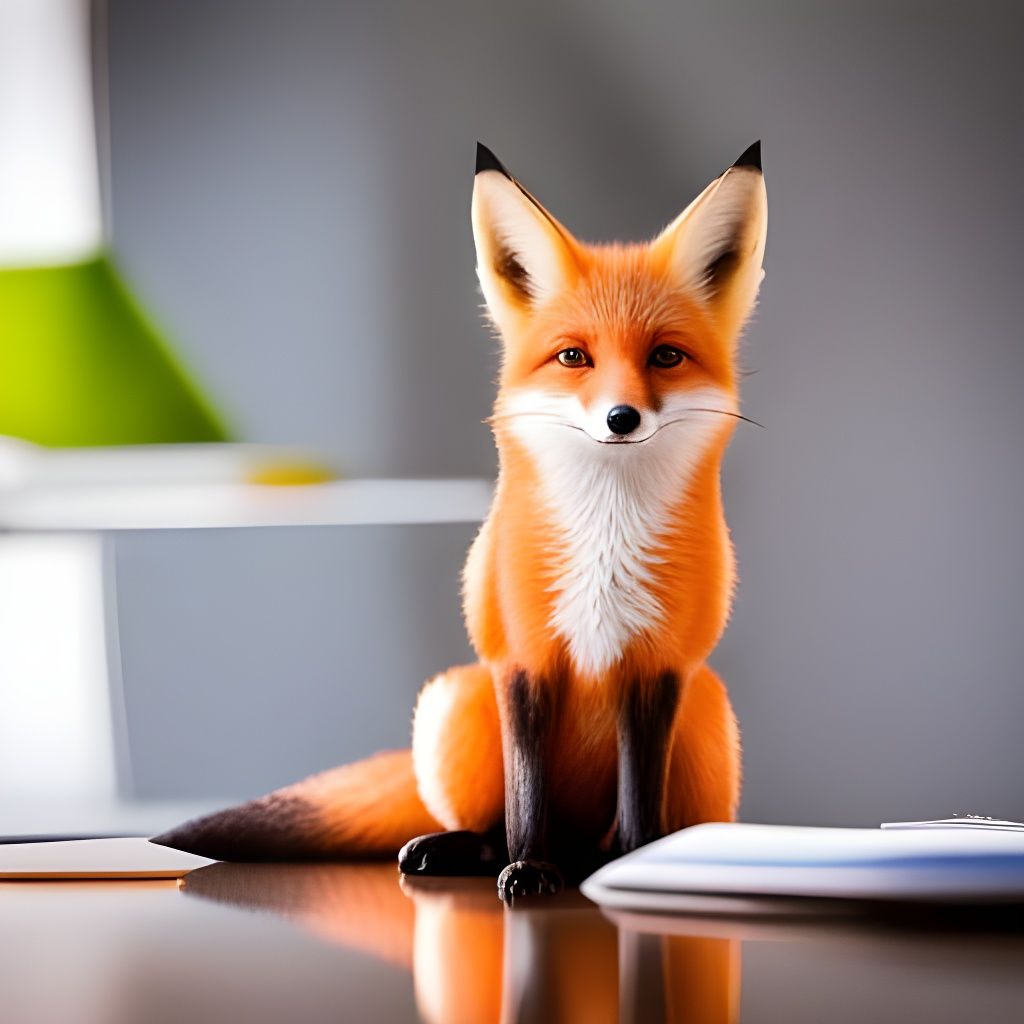 Cute Miniature Fox on Office Desk