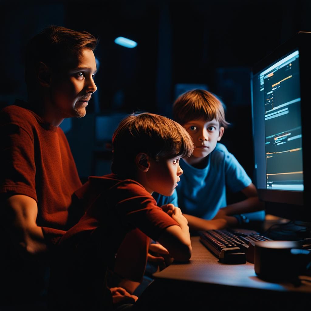 Father and Children: Cinematic Film Still