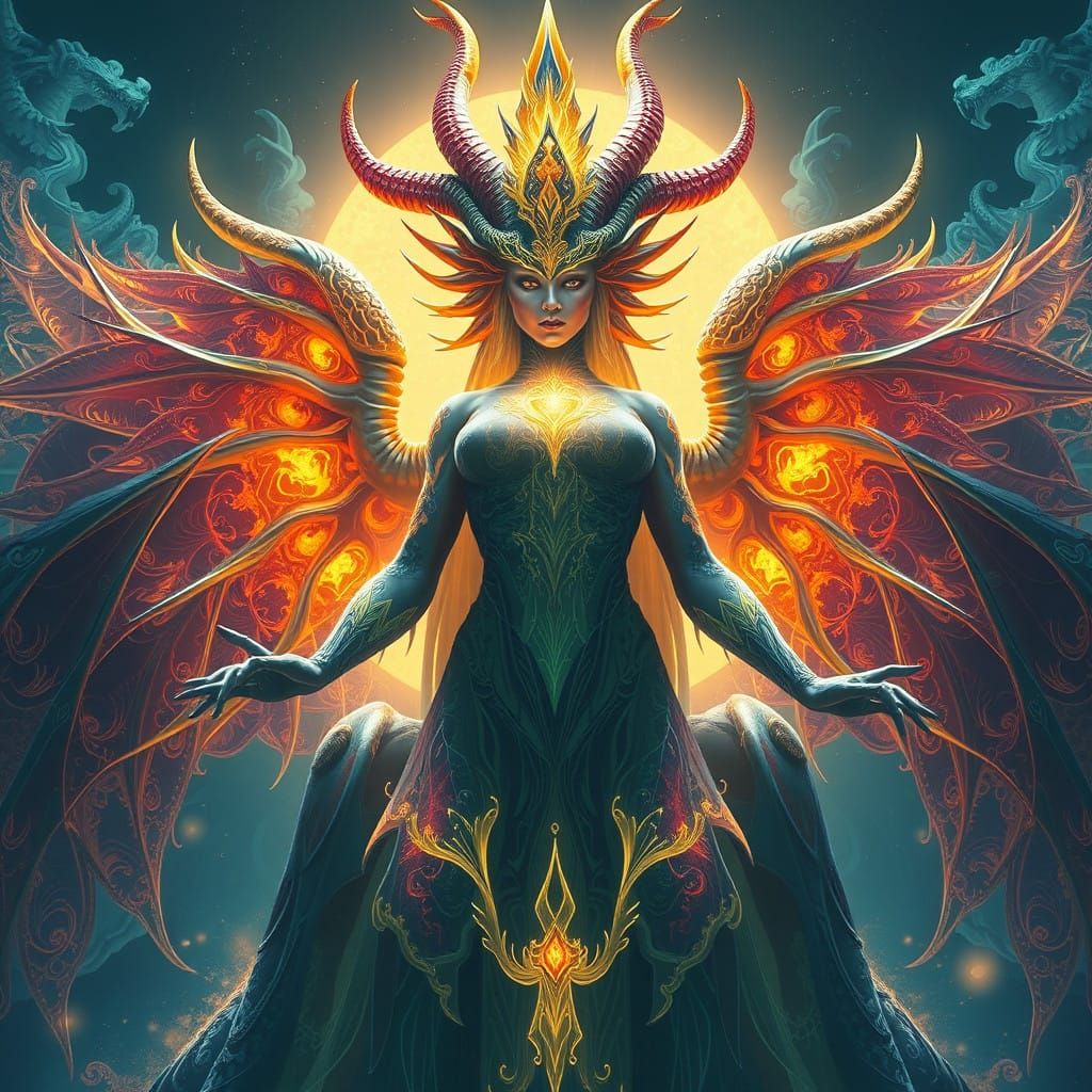 Majestic Astral Draconian Goddess in Radiant Splendor