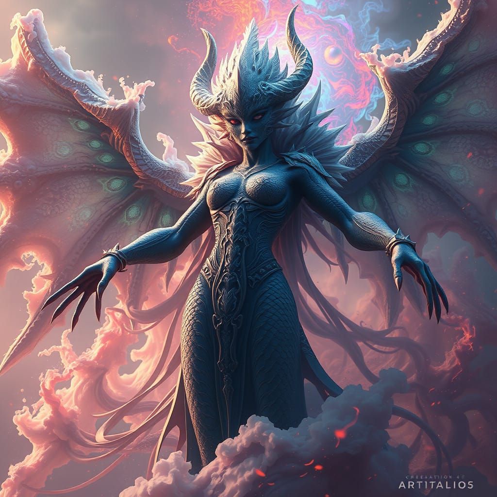 Divine Astral Dragoness Radiates Supreme Power in Intricate....