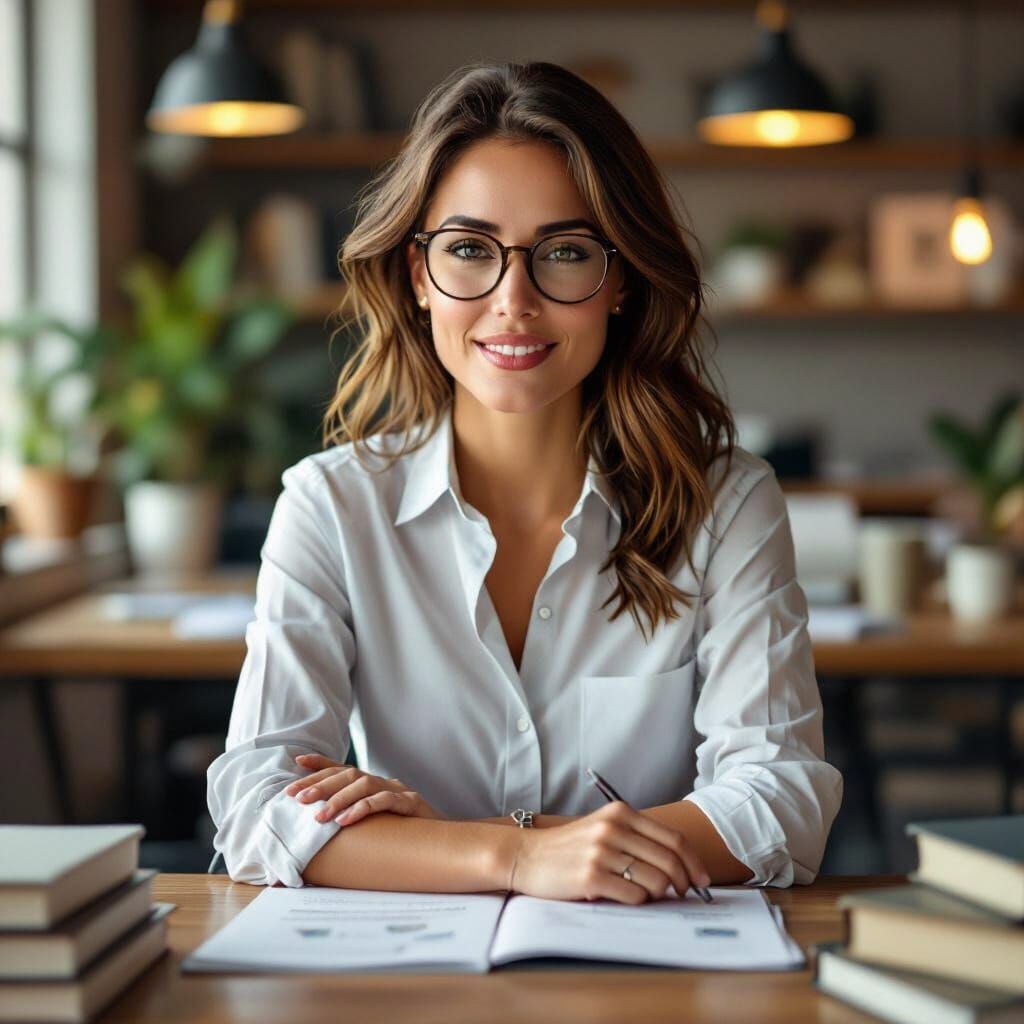 Professional Woman in Modern Office, Digital Art