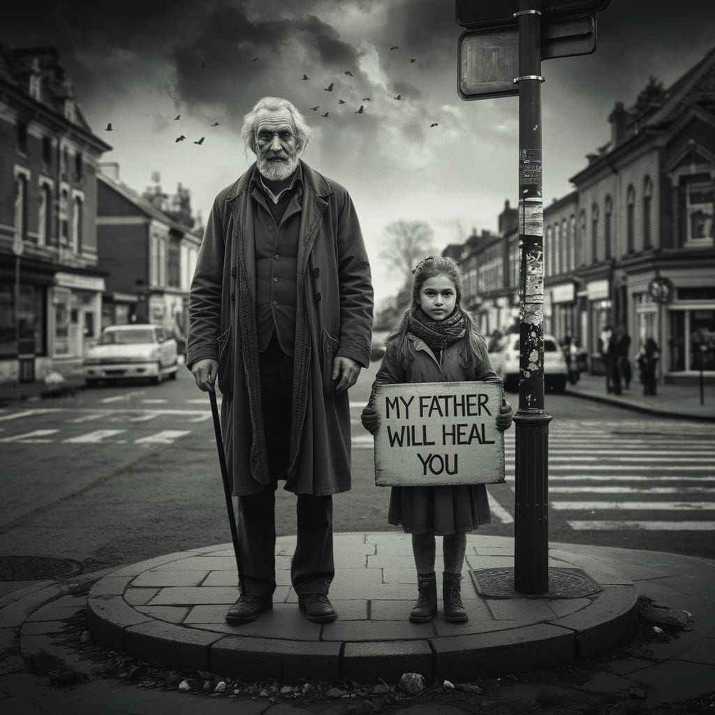 Ominous Black and White Photo of Healer