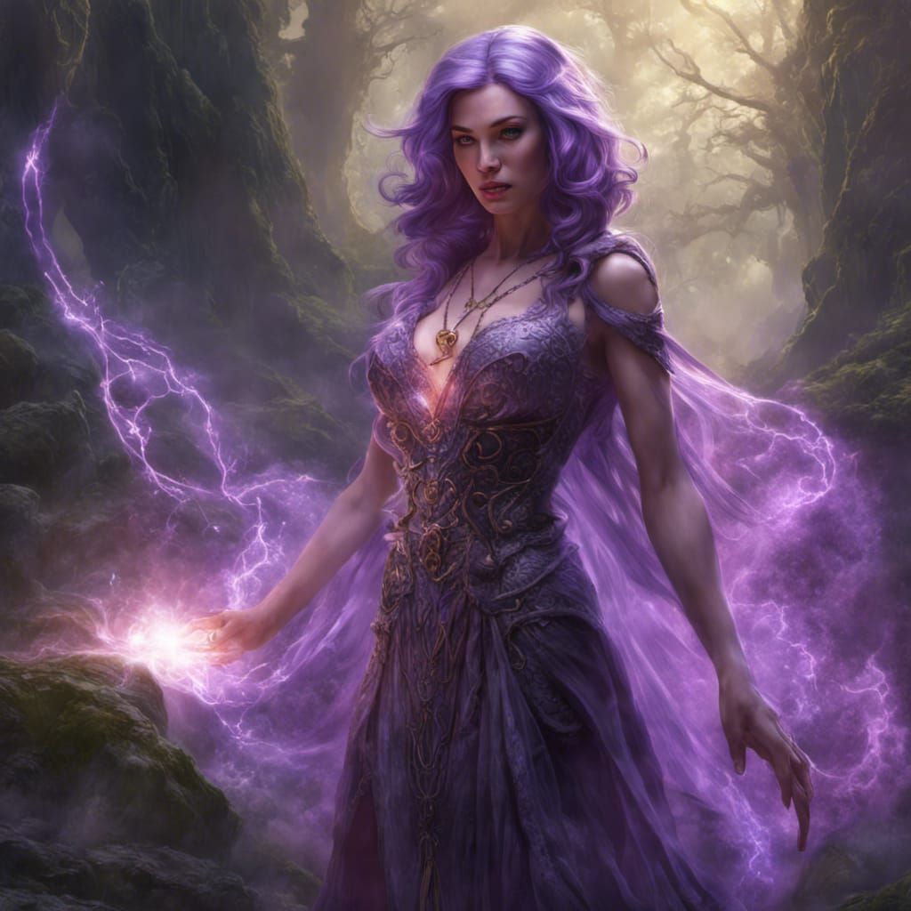 Elven Wizard Casting Spell: Dark Fantasy Art