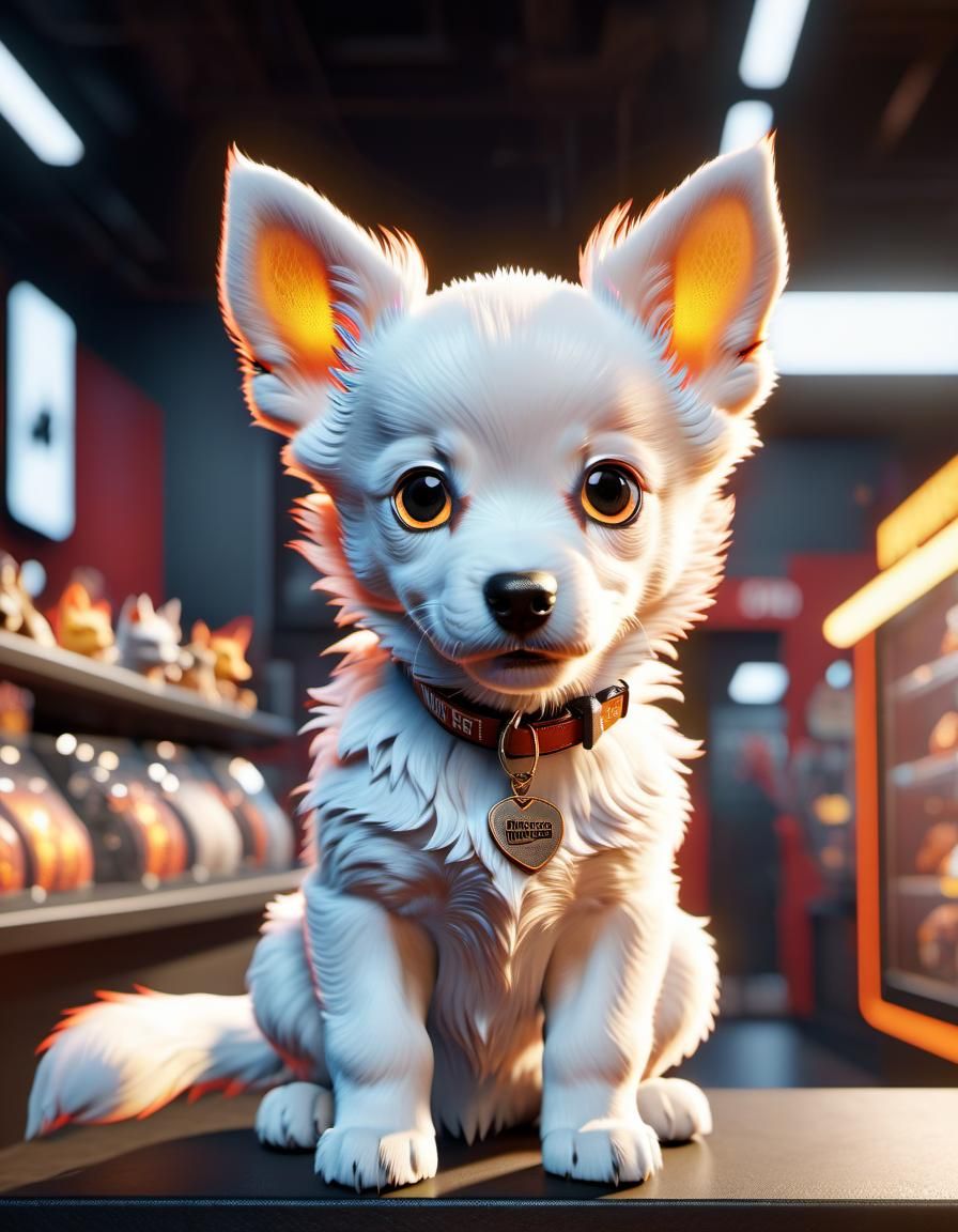 Cute Flaming Hellhound Pet Shop Advertisement