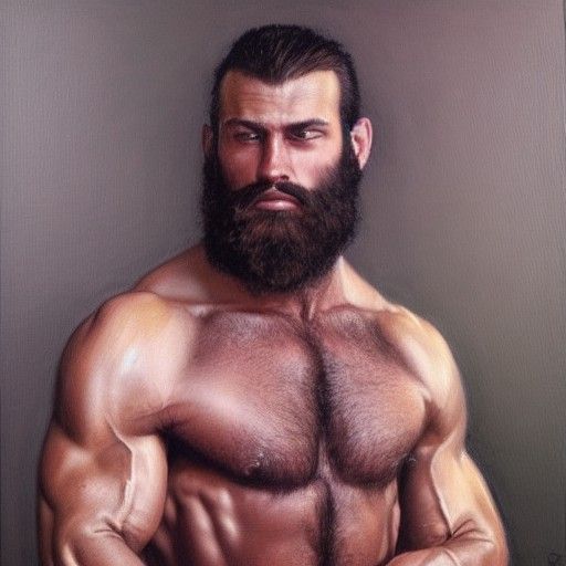 Muscular Man Portrait in Oil Painting Style