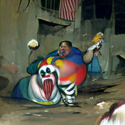 Disturbing Alley Scene: Man Eats Clown Slug