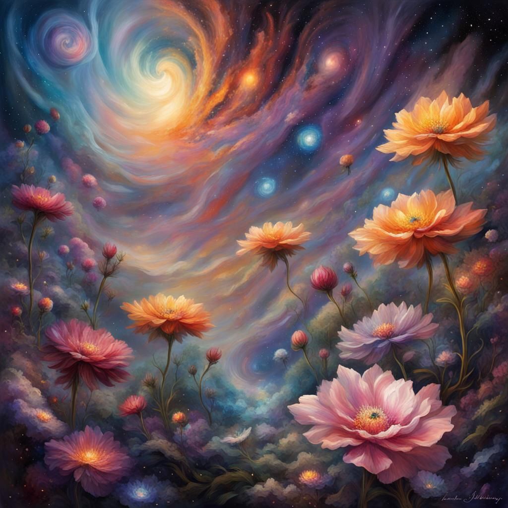 Cosmic Nebula Garden in Full Bloom