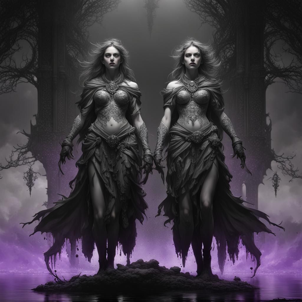 Dark Fantasy: Black and White Twins in Blood